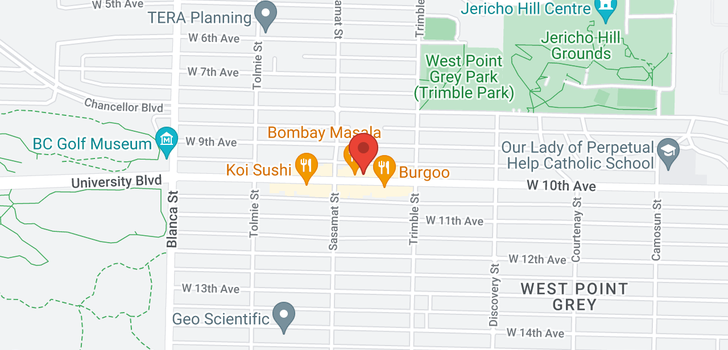 map of 102 4463 W 10TH AVENUE
